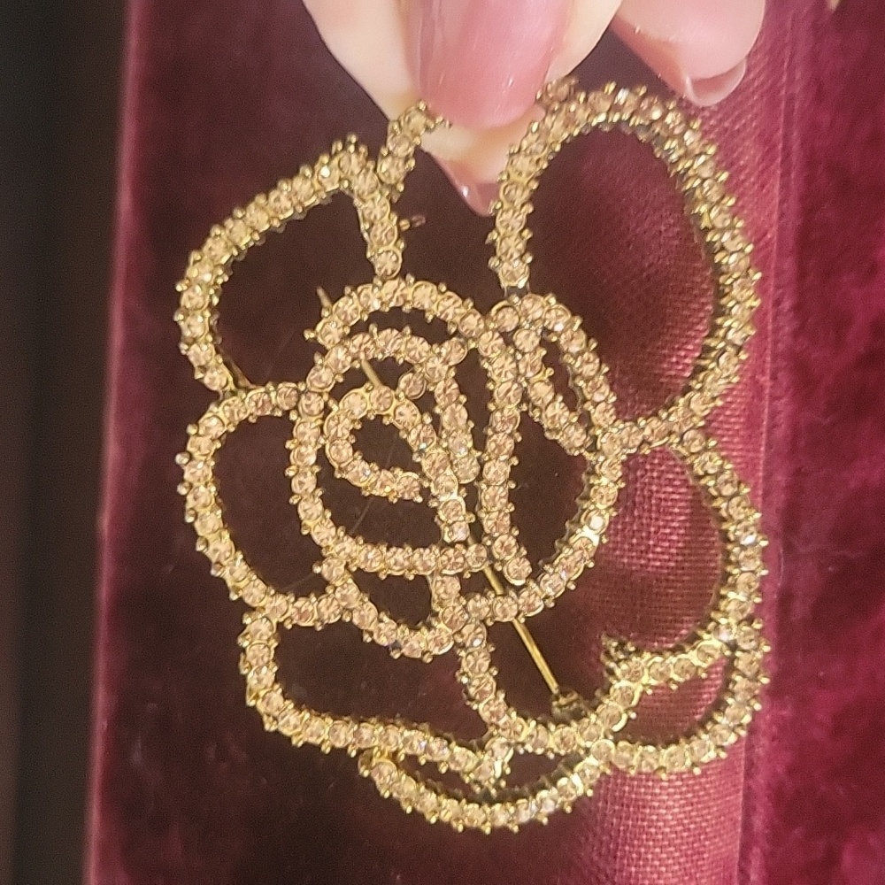 Gold Rhinestone Brooch
